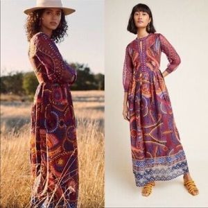 Anthropologie Multicolor Patterned Maxi Dress